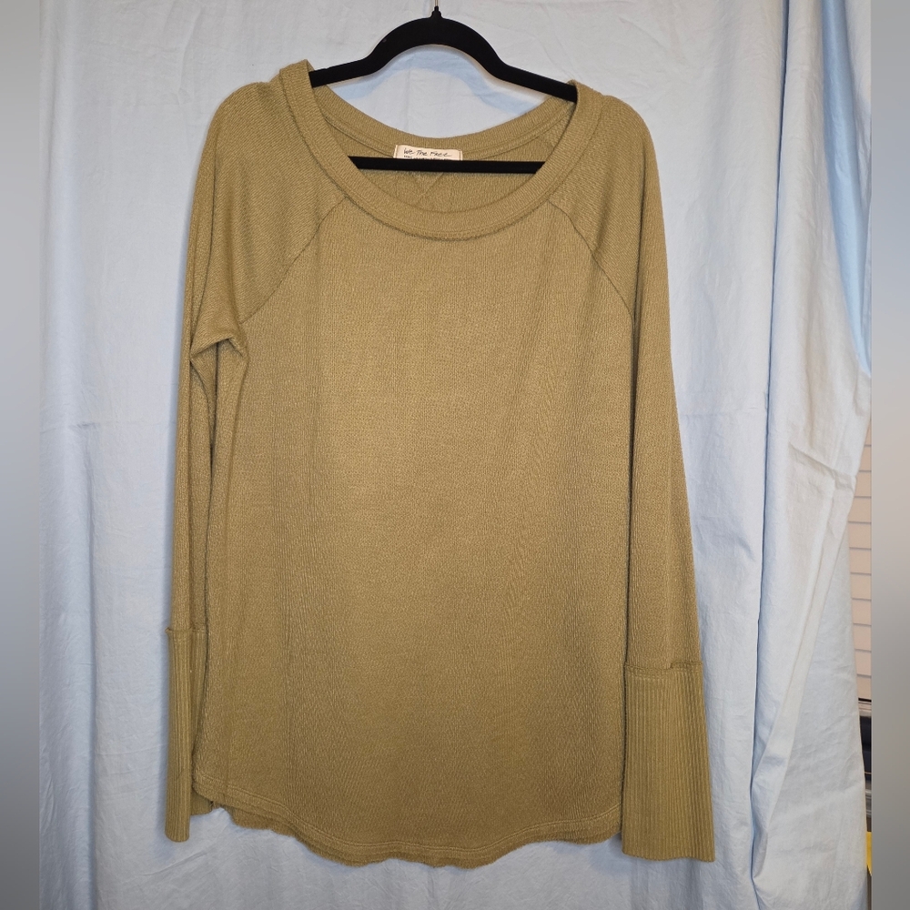 Free People Snowy Thermal Long Sleeve Top in Olive Green - Size L - Picture 3 of 7